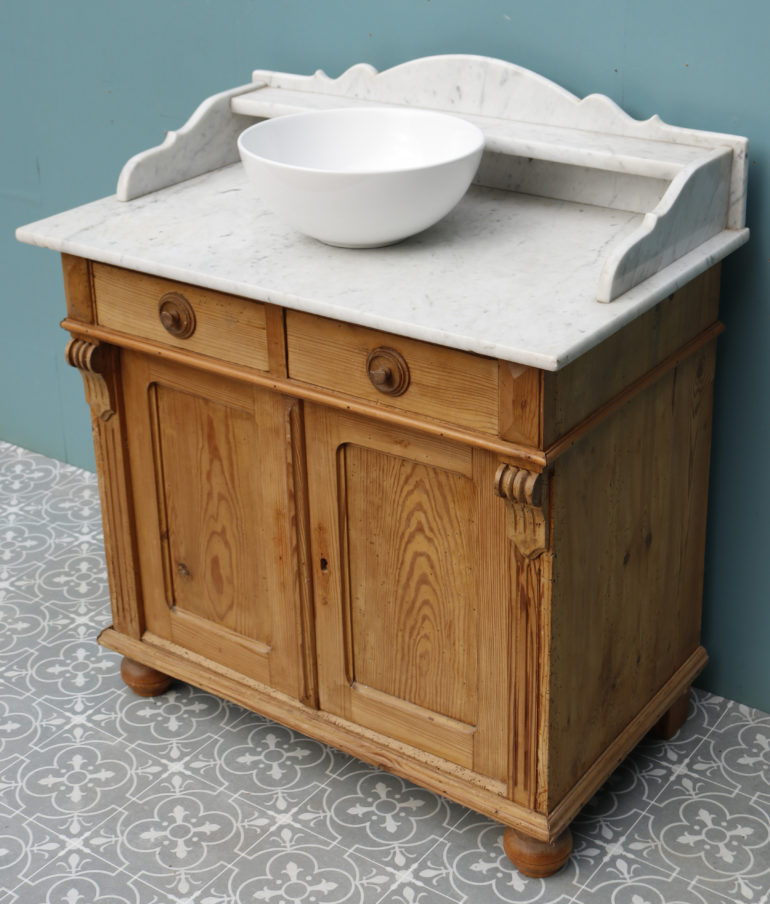 A Reclaimed Victorian Style Carrara Marble Washstand UK Architectural
