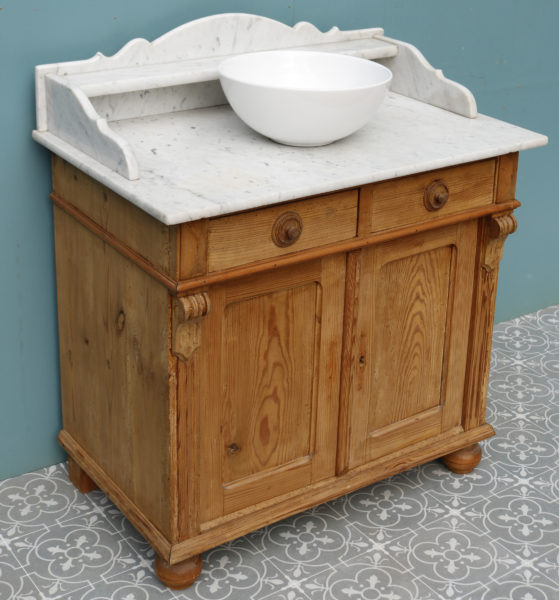 A Reclaimed Victorian Style Carrara Marble Washstand