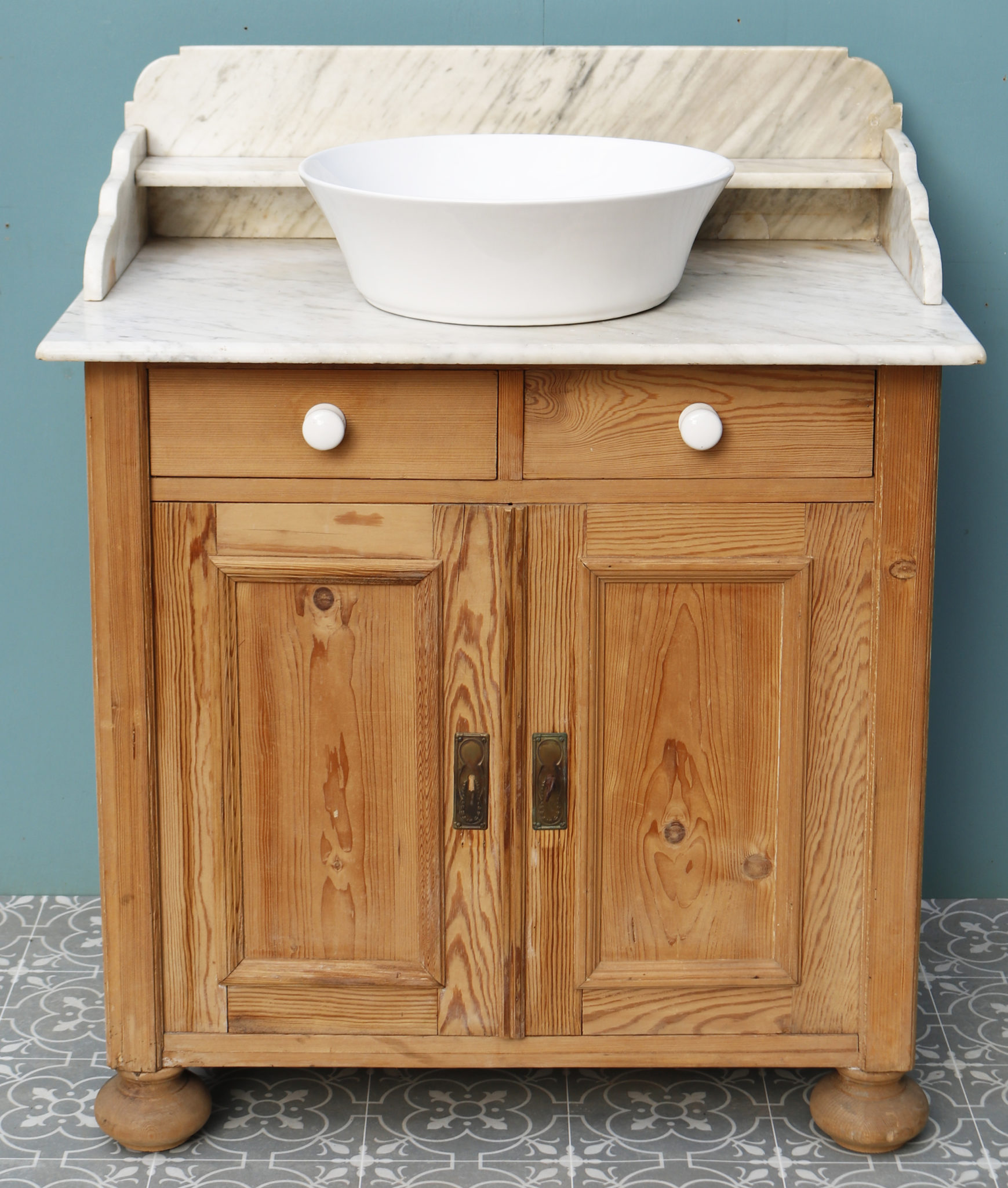 A Victorian Style Reclaimed Carrara Marble Washstand UK Architectural