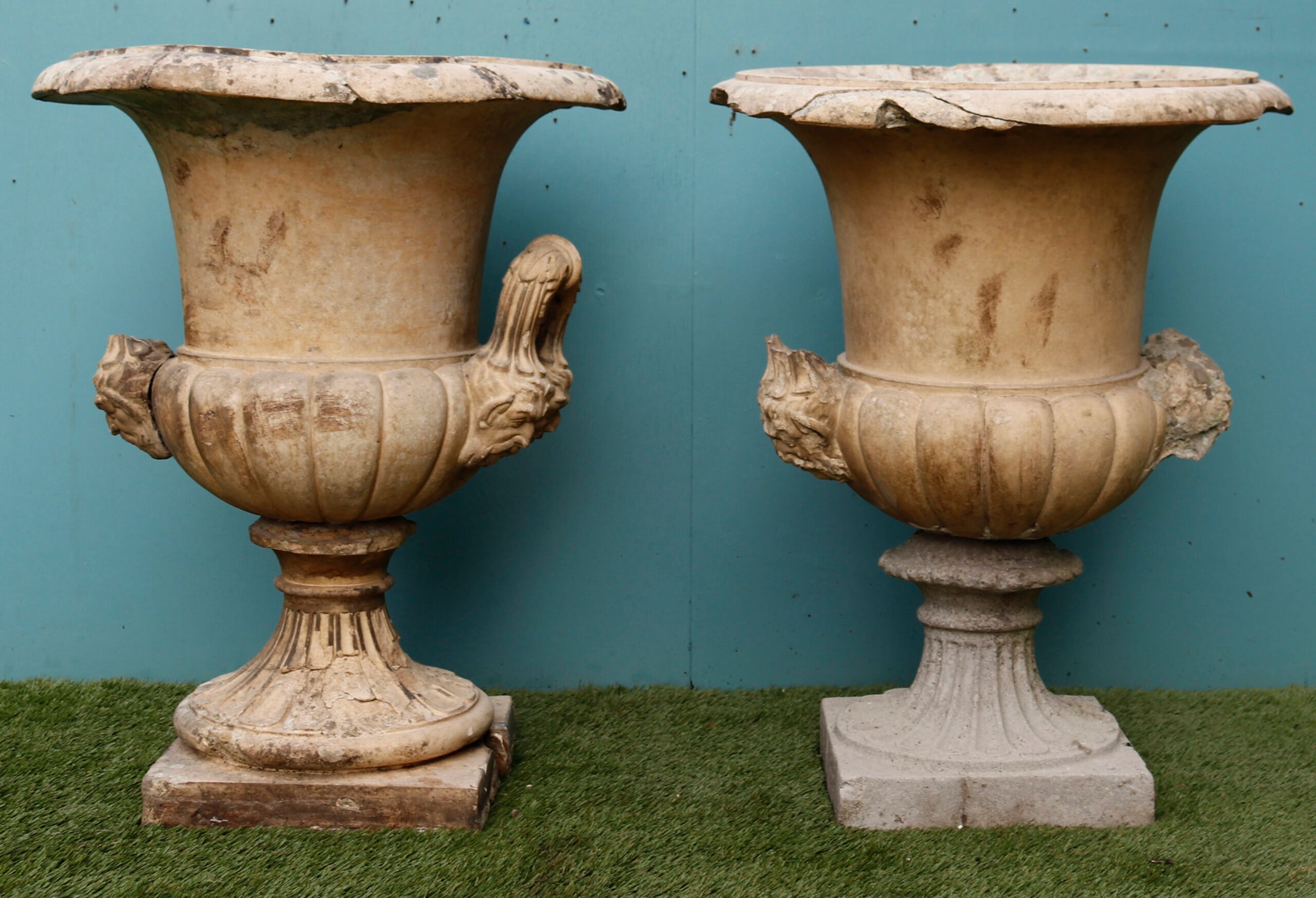Two Reclaimed Buff Terracotta Garden Urns by Blanchard UK