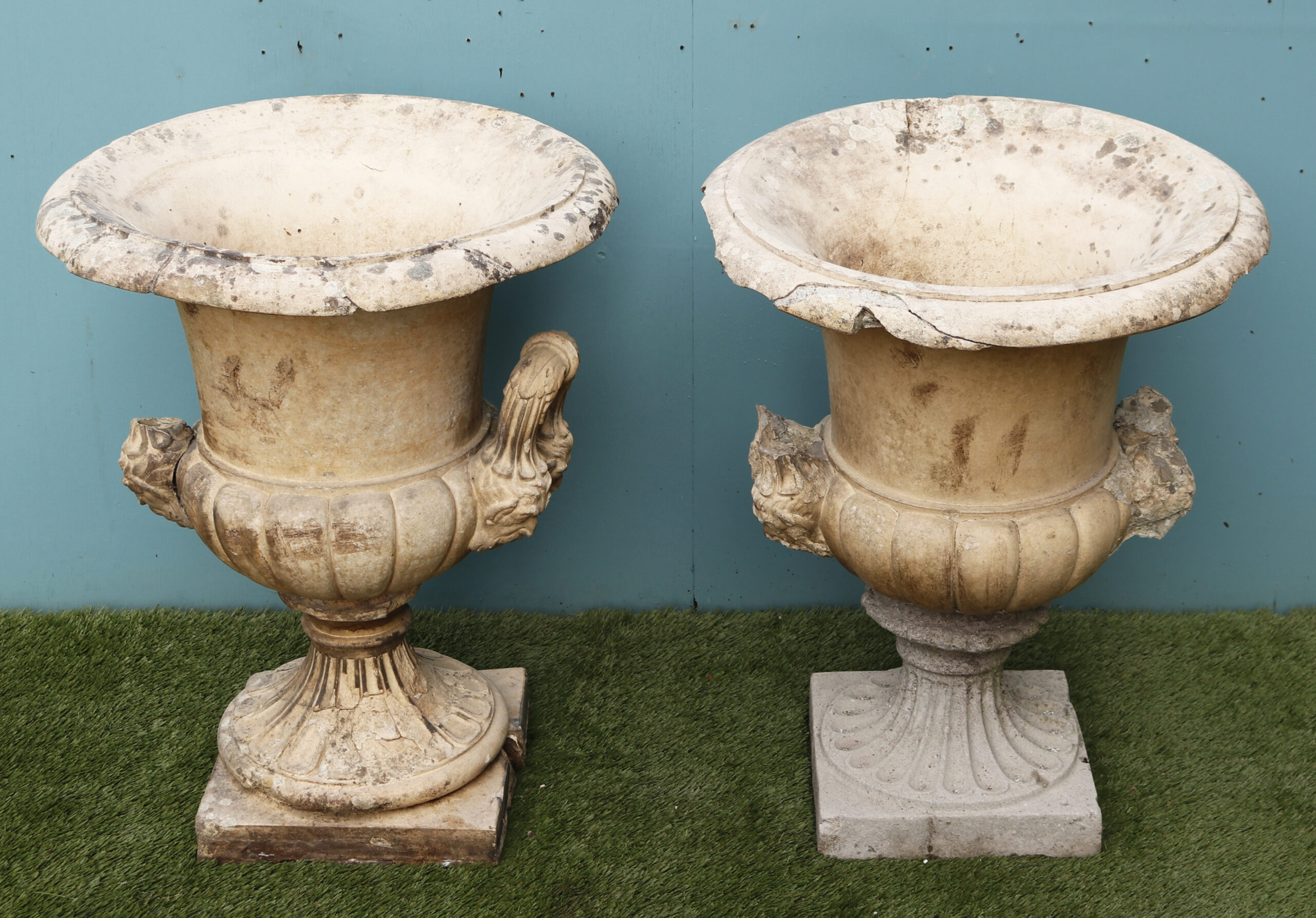Two Reclaimed Buff Terracotta Garden Urns by Blanchard UK