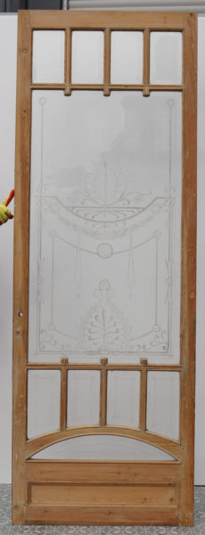 A 19th Century Reclaimed Etched Glazed Pine Door