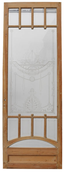 A 19th Century Reclaimed Etched Glazed Pine Door