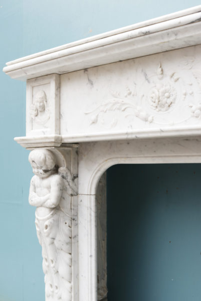 Antique French Renaissance Style Marble Fireplace