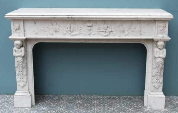 Antique French Renaissance Style Marble Fireplace