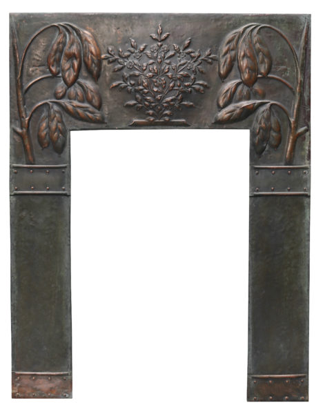 A Reclaimed Arts and Crafts Style Copper Fireplace Insert