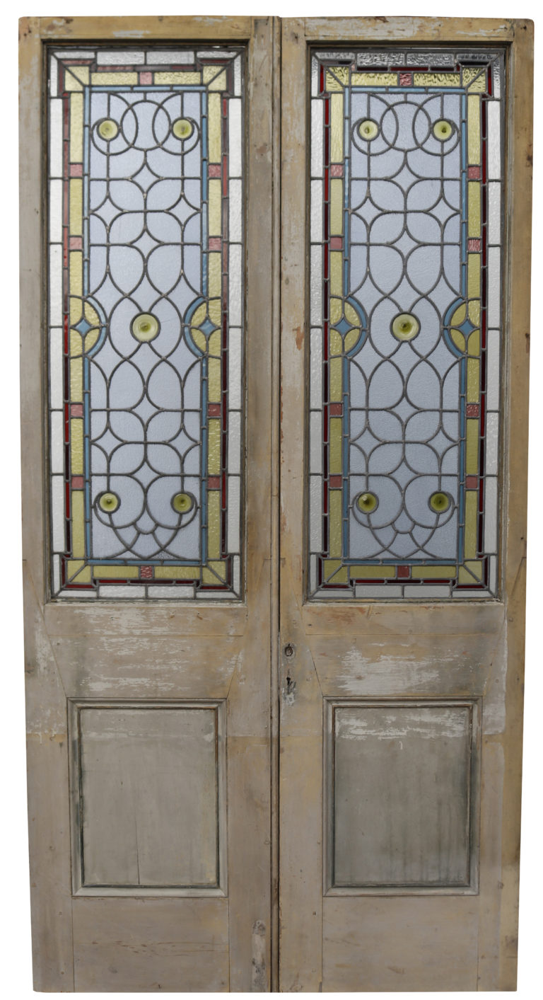 A Set of Reclaimed Stained Glass Doors UK Architectural Heritage
