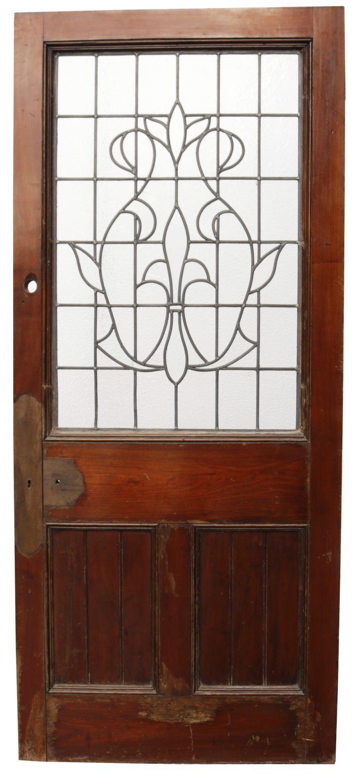 An Antique Mahogany Leaded Glass Door UK Architectural Heritage