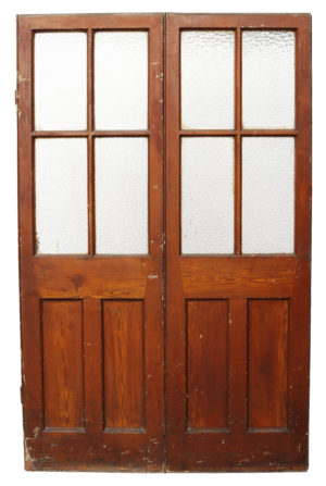 A Set of Reclaimed Pine Doors with Textured Glass