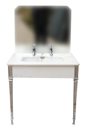 John Bolding Carrara Marble Wash Basin with Mirror Splash Back