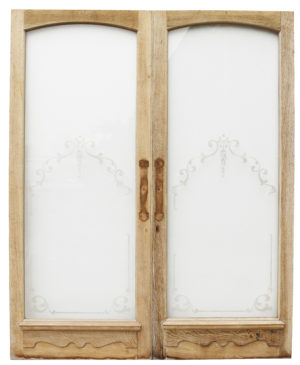 A Set of Reclaimed Oak Doors with Etched Glass