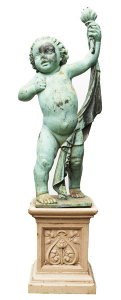 Antique Bronze Garden Statue of a Putto
