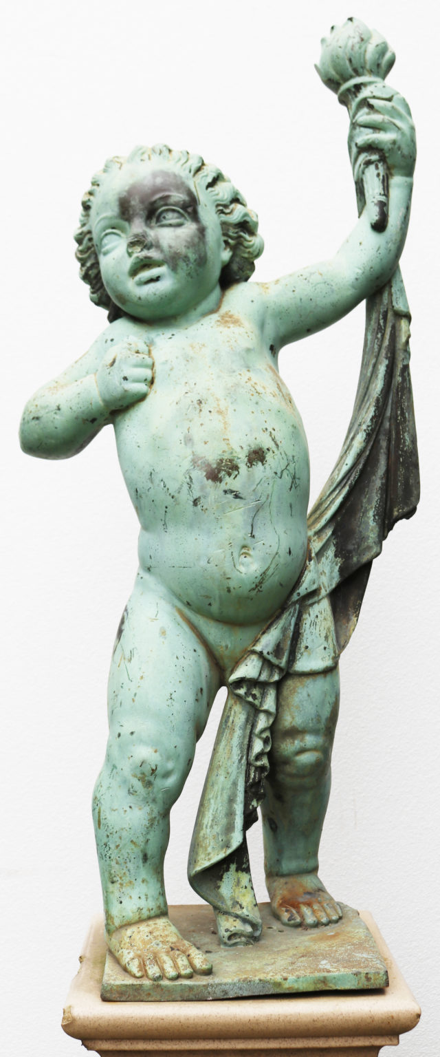 An Antique Bronze Garden Statue of a Putto UK Heritage