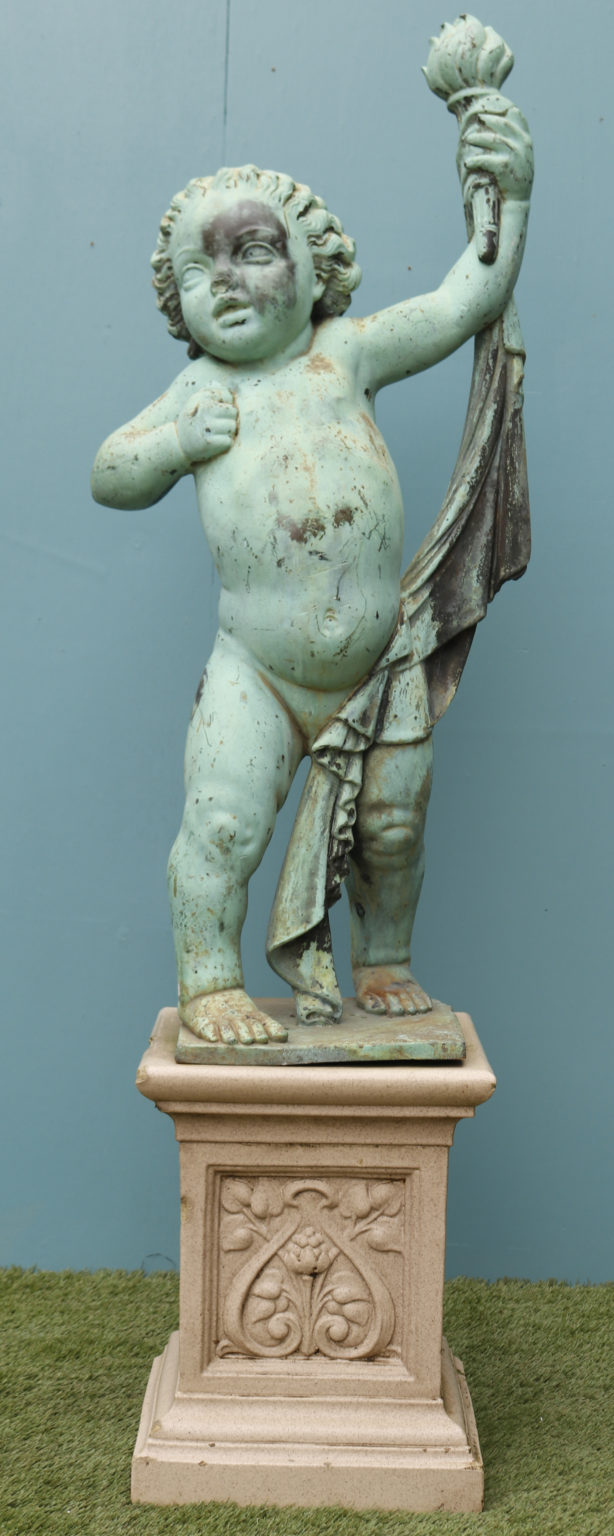 An Antique Bronze Garden Statue of a Putto UK Heritage