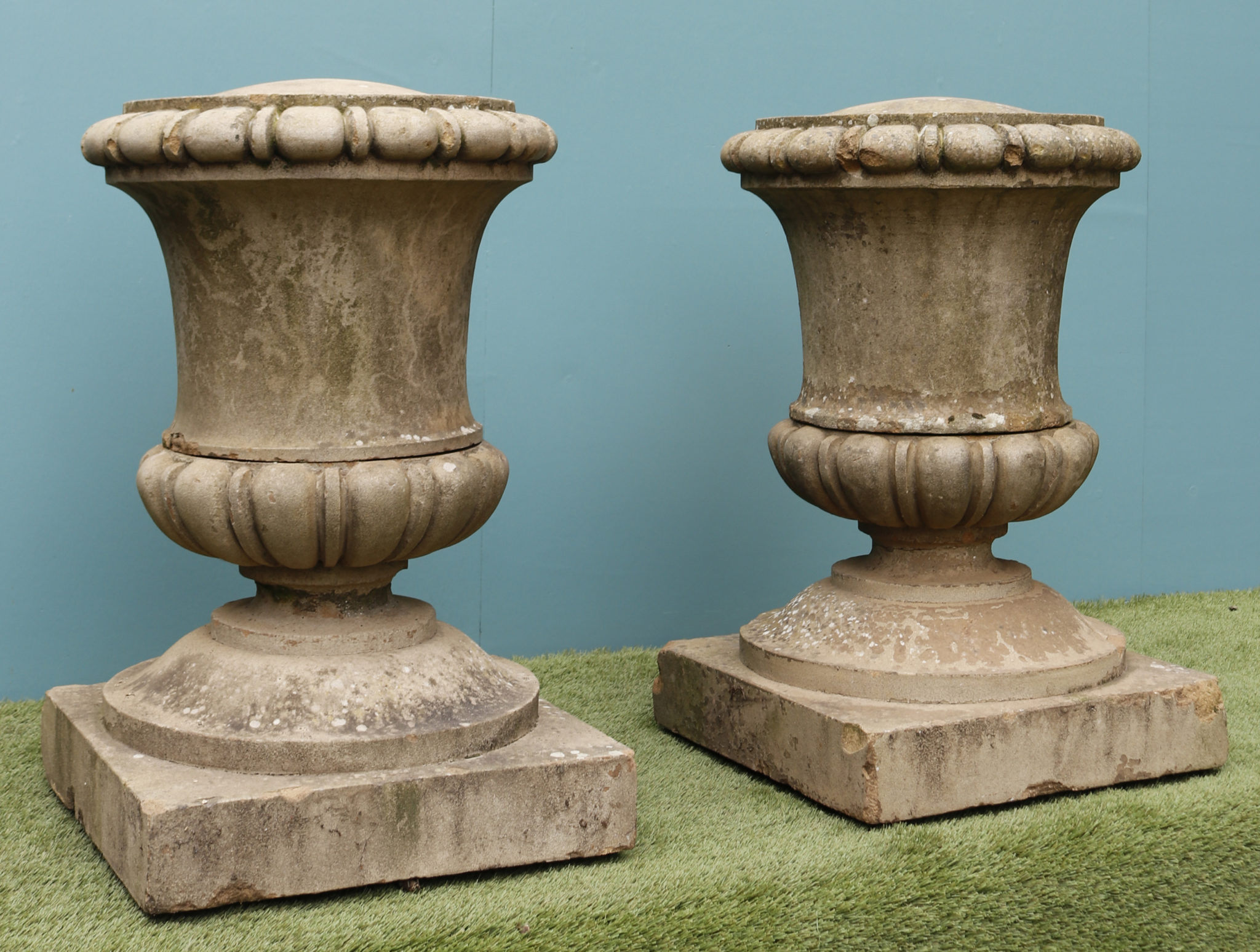 Reclaimed Antique Composition Stone Lidded Urn Finials - UK ...