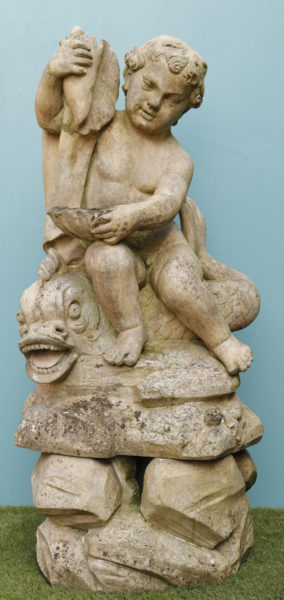 Blanchard Terracotta Fountain Group of a Boy and Dolphin