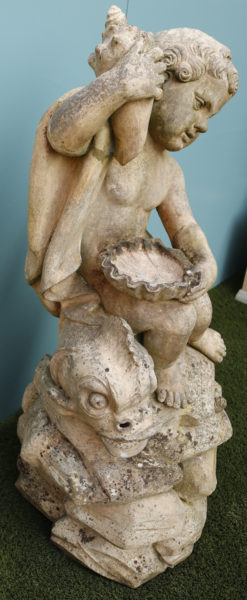 Blanchard Terracotta Fountain Group of a Boy and Dolphin