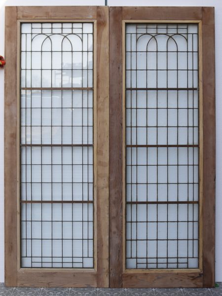 Set of Reclaimed Art Deco Copper-Light Double Doors