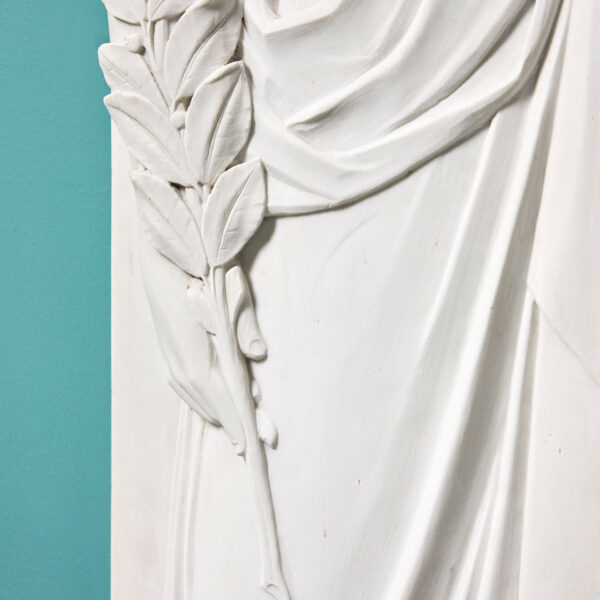 A Large Antique Statuary Marble Plaque of a Classical Figure