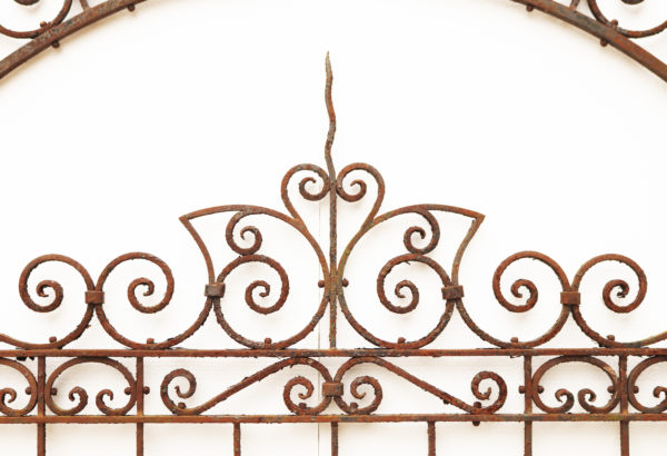 Wide Antique Wrought Iron Victorian Style Gate