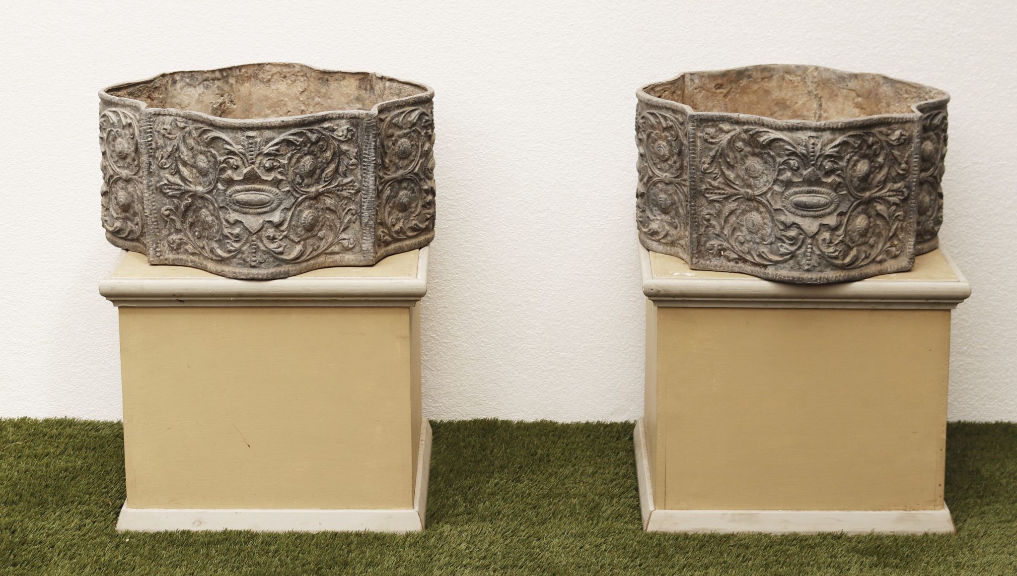 Pair of Antique Lead Garden Planters - UK Heritage