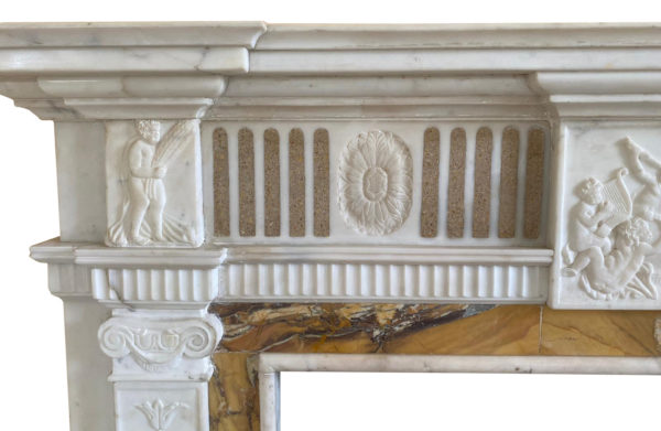Antique Neoclassical Style Carved Marble Fireplace