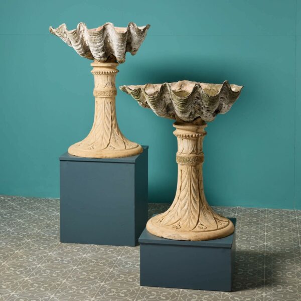 Pair of Victorian Clam Shell Planters or Fountains