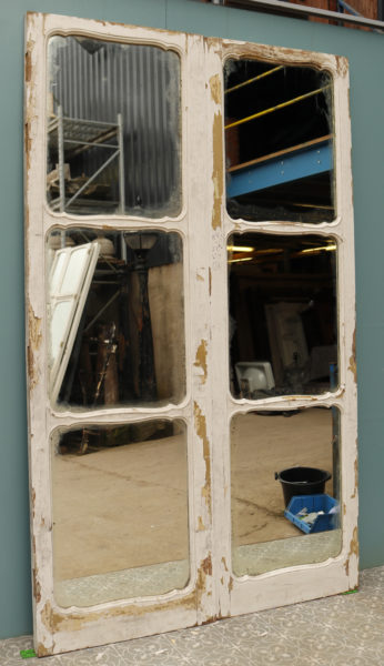 Pair of Antique Mirrored Oak Doors