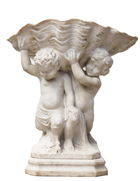 An Antique Italian Carved Marble Figural Fountain Group