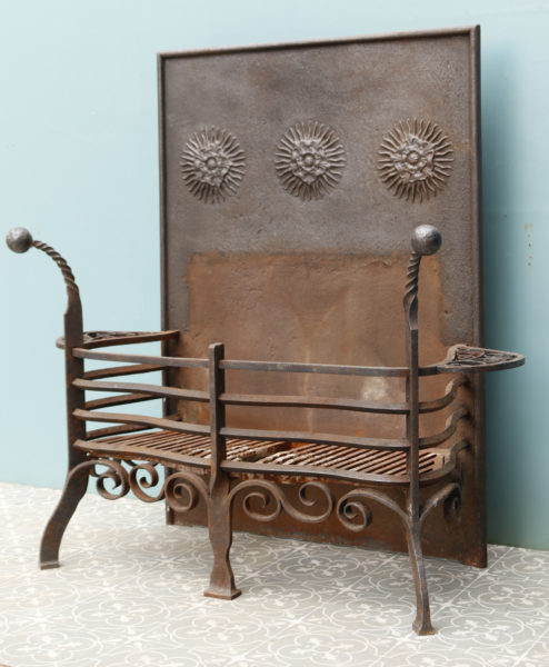 Victorian Arts and Crafts Style Wrought Iron Fire Grate