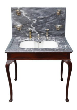Shanks and Co Marble Basin with Mahogany Stand