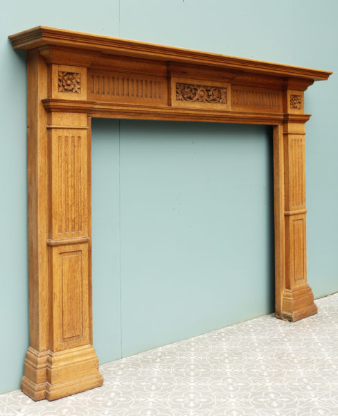 Antique English Carved Oak Fireplace