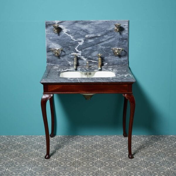 Antique Shanks & Co Marble Basin with Mahogany Stand