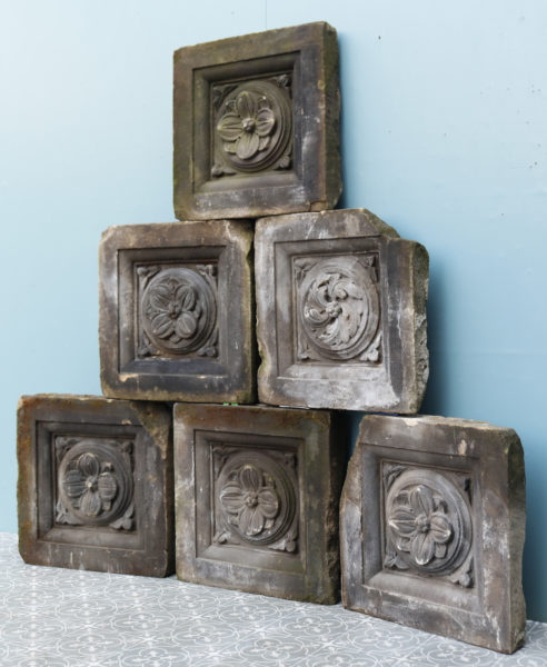 Six Hand Carved Antique York Stone Plaques