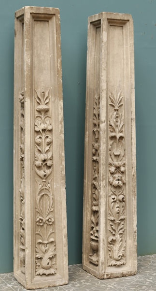 Pair of Antique Carved Limestone Pedestals
