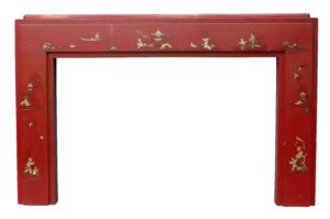 Red Chinoiserie Painted Fireplace