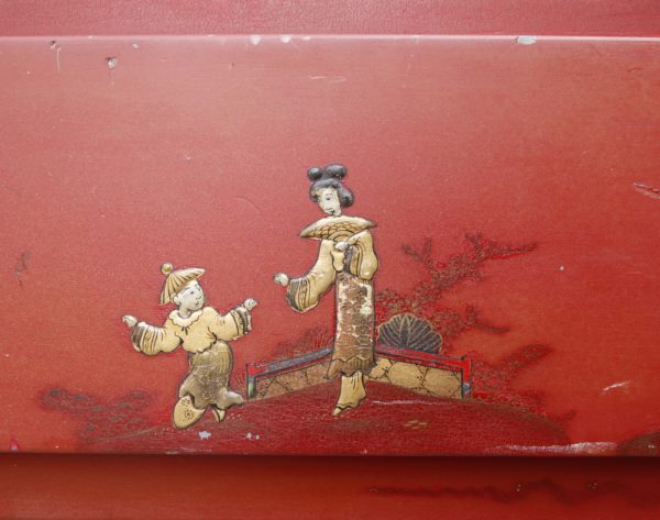 Red Chinoiserie Painted Fireplace