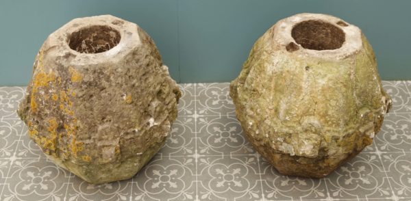 Pair of 17th Century Carved Limestone Pier Caps