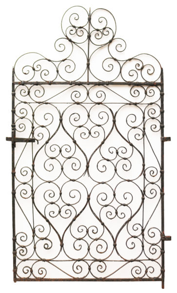 Antique Wrought Iron Gate with Scroll Design