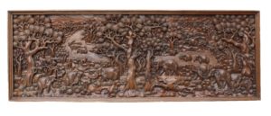 Large Carved Oriental Wall Panel
