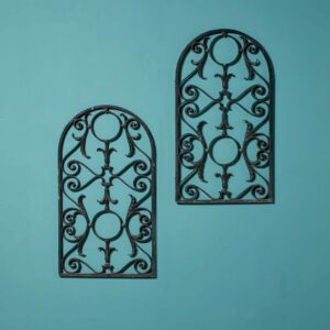 Pair of Antique Arched Wrought Iron Panels