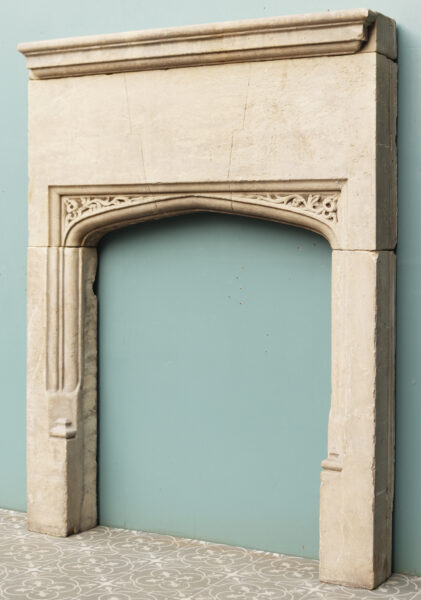 Antique Carved Limestone Fireplace