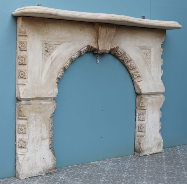 Antique English Limestone Fireplace