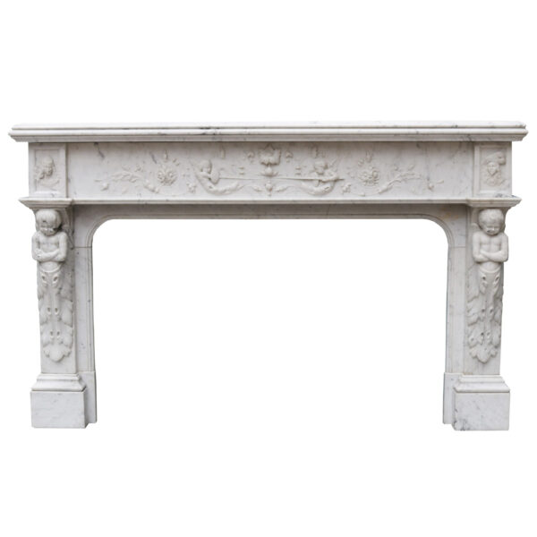 Antique French Renaissance Style Marble Fireplace