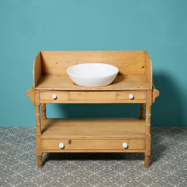 Victorian Bathroom Washstand with Porcelain Bowl Sink