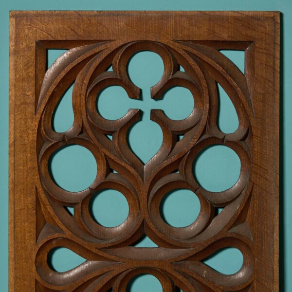 Two Antique Victorian Carved Oak Panels