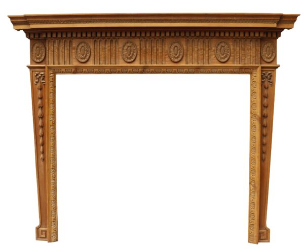English Carved Pine Fireplace