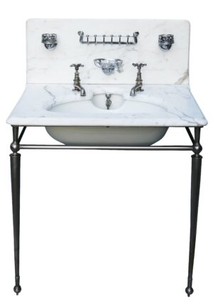 Carrara Marble Sink with Nickel Plated Stand
