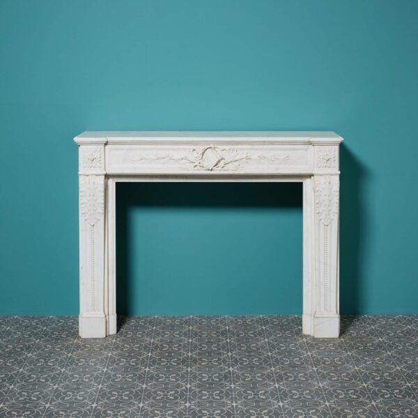 Antique Louis XVI Style Carrara Marble Fire Surround