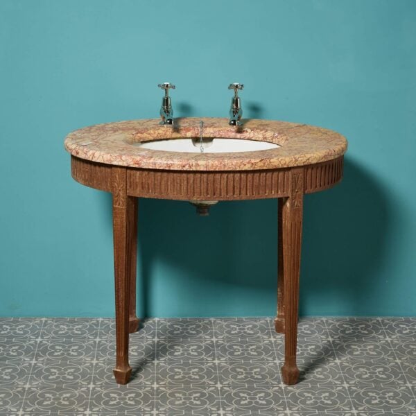 Antique 1920s Oval Marble Sink Basin